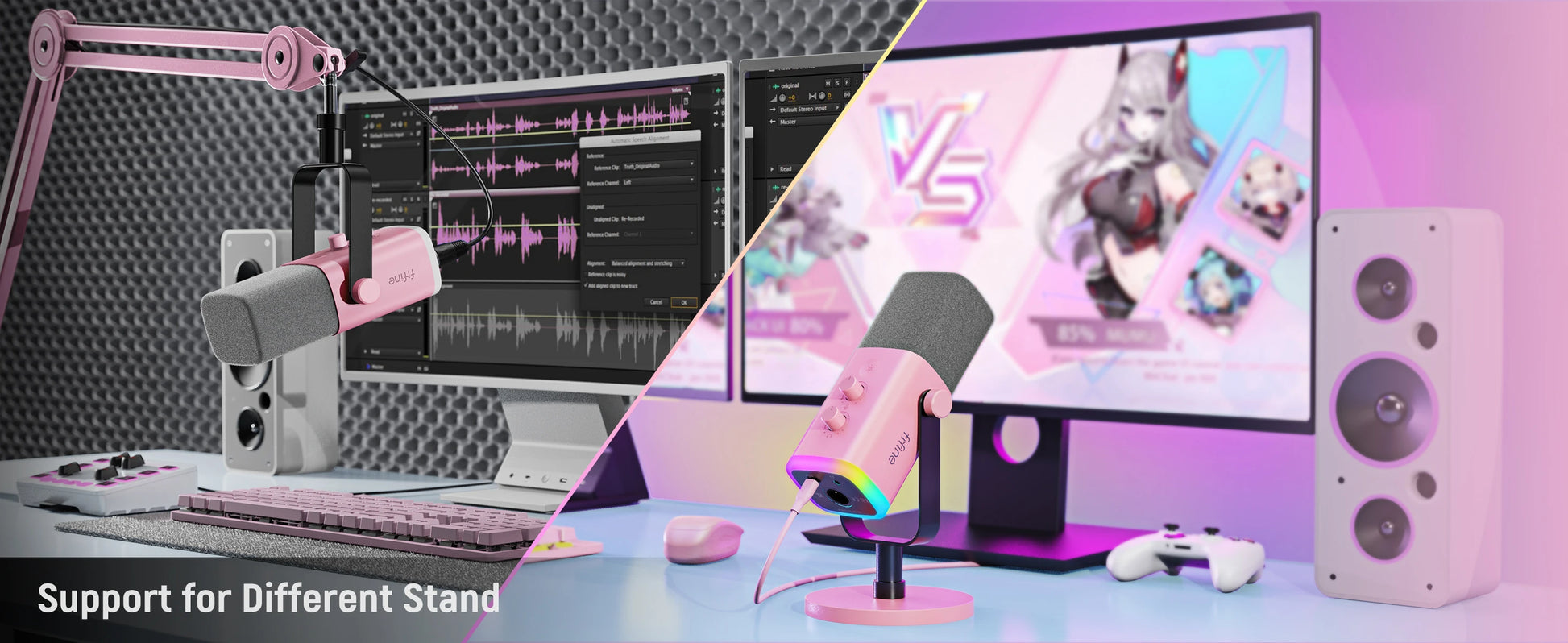 FIFINE USB/XLR gaming microphone from ShopHub NZ with adjustable stand and black finish for clear streaming audio.