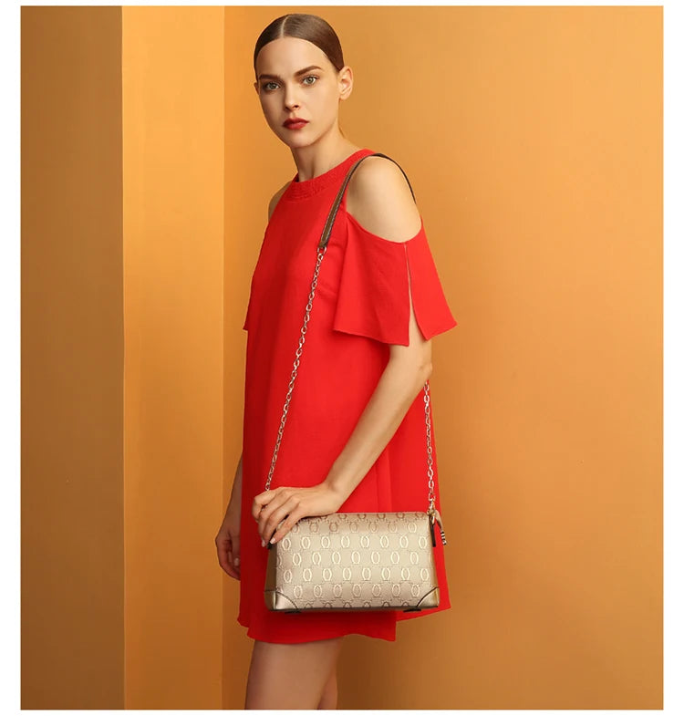 FOXER 2026 Spring Summer Women's Crossbody Bag Split Leather Fashion Chain Shoulder Bag Luxury Commuter Lady Cellphone Purse