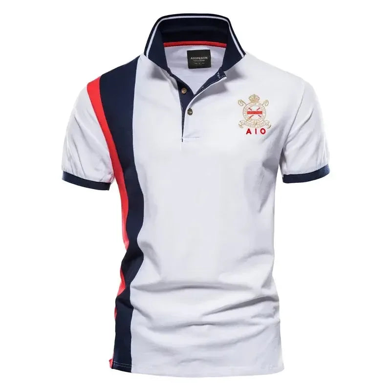AIOPESON 100% Cotton Badge Embroidery Polo Shirts - ShopHub