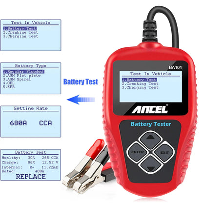 BA101 Car Battery Tester – 12V Load Analyzer (100–2000 CCA) Habicare