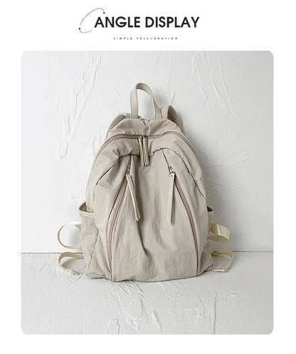 FOXER Simple Solid Color Backpack Women Backpack Waterproof Cotton Fabric Laptop School Bag Fashion Teenage Girl Travel Book Bag