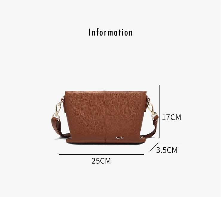 FOXER Lady's Shoulder Bag Cowhide Leather 2026 New Cross Body Bag Commute Work Handbag Casual Cellphone Purse