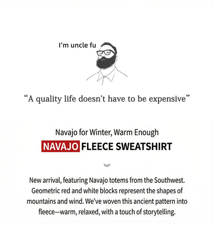 Maden Men's Vintage Navajo Polar Fleece Jacket Stand Collar Zip-Up Patchwork Sweatshirt Warm Cardigan for Spring and Autumn Coat