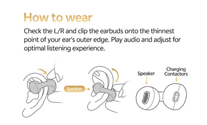 QCY Crossky C30S Wireless Earphones - Hi-Res LDAC Open Ear Clip-On Bluetooth 6.0 Sports Headphones with 40H Battery Life