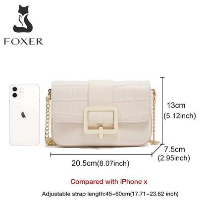 FOXER Split Leather Fashion Women Shoulder Bag Lady Crossbody Handbag Gift for Wife, Girlfriend