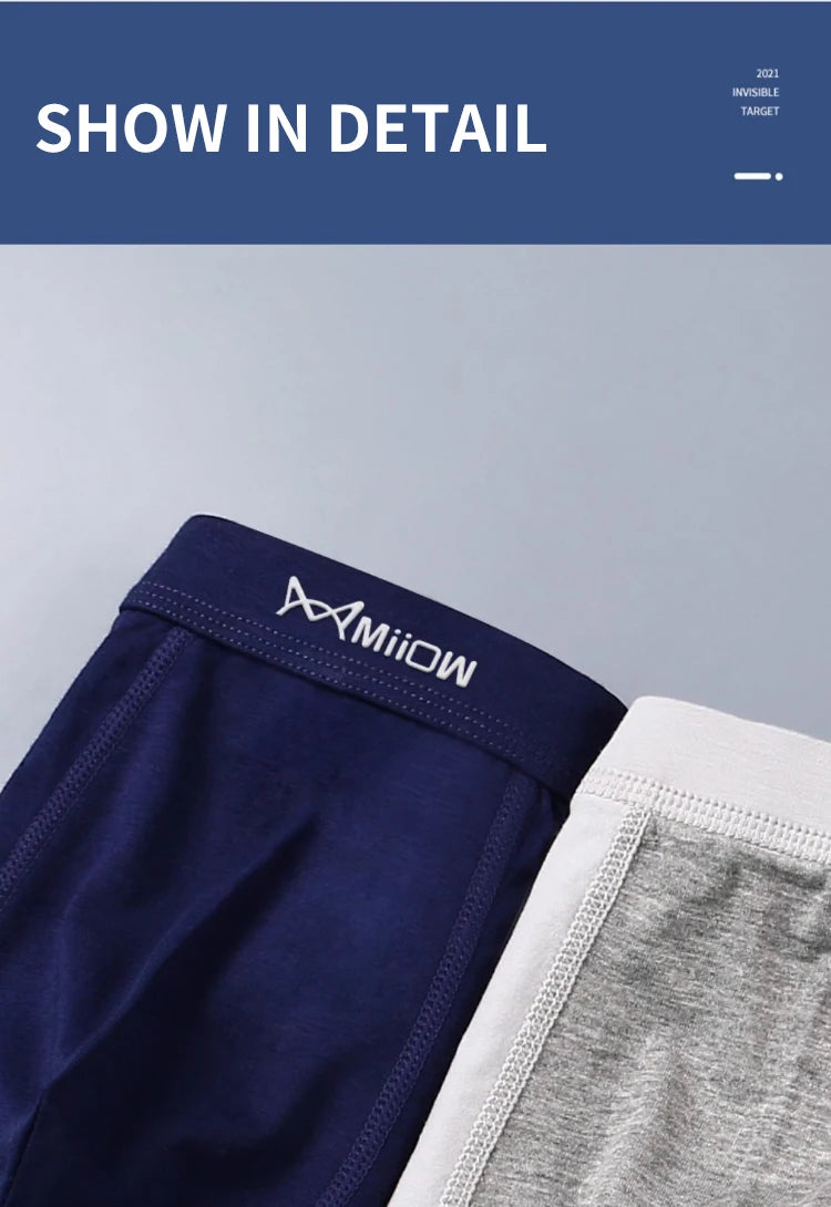 MiiOW 3Pcs Men's Cotton Boxer Briefs