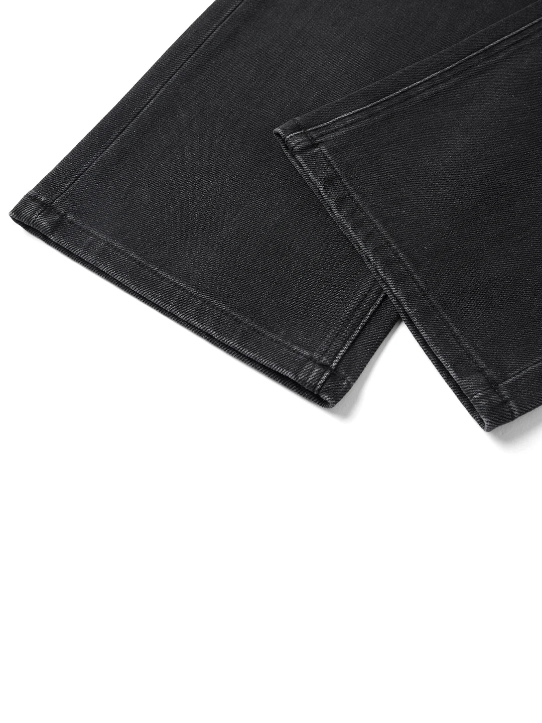 SIMWOOD 2026 Autumn New Loose Straight 13oz Elastic Fabric Jeans Men Washed Vintgae Basic Black Denim Trousers
