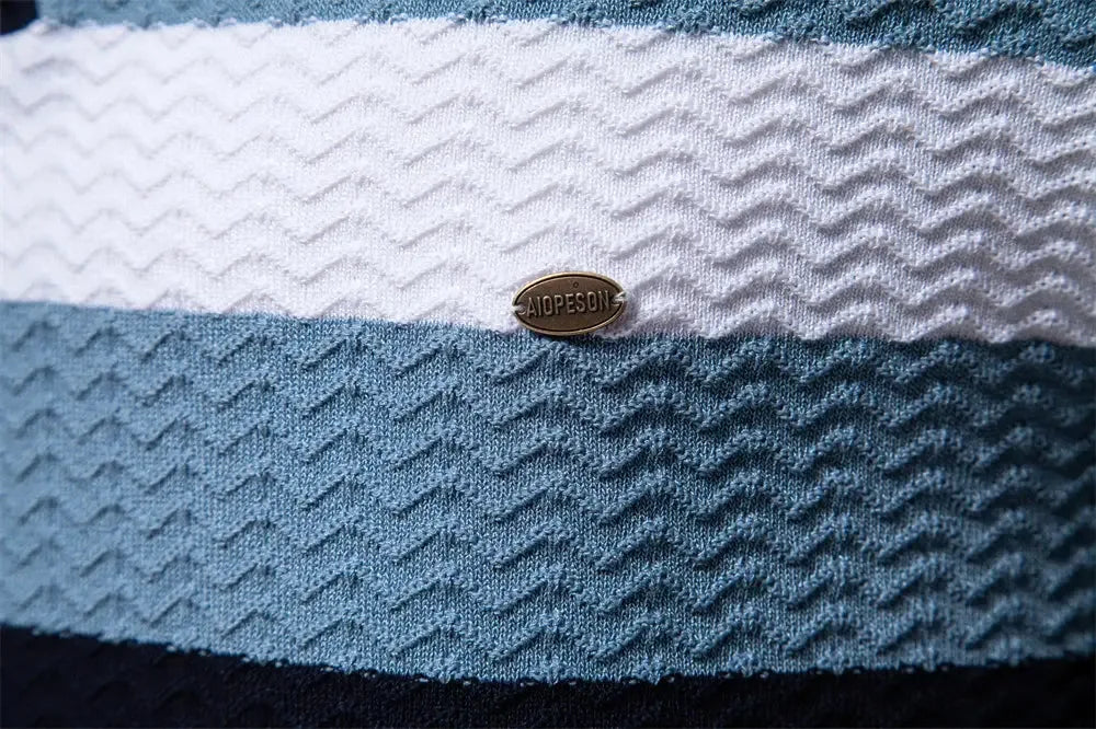 New Summer Textured Ribbed Knit Polo Shirts - ShopHub