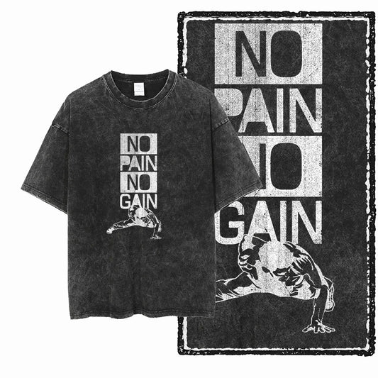 YG BODY BUILDING Printed Cotton Acid Washed Graphic Unisex T Shirt Cool CROSSFIT Streetwear Men Tshirts Big Size Tee for Men
