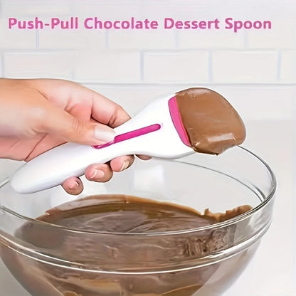 Non-Stick Cake Spoon - Push-Pull Mechanism for Easy Cleaning, Perfect for Brownies, Tarts, and Cookies in Home or Professional Baking