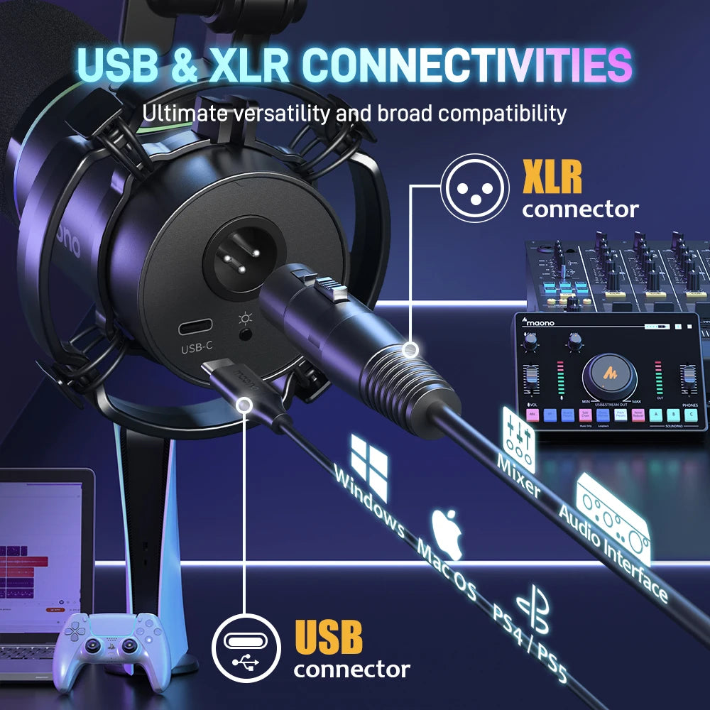 MAONO PD200X XLR/USB Dynamic Microphone for Gaming, Recording & Streaming