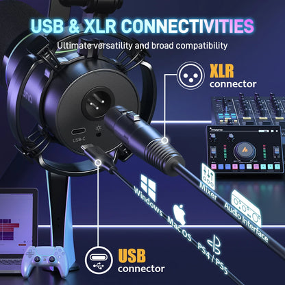 MAONO PD200X XLR/USB Dynamic Microphone for Gaming, Recording & Streaming