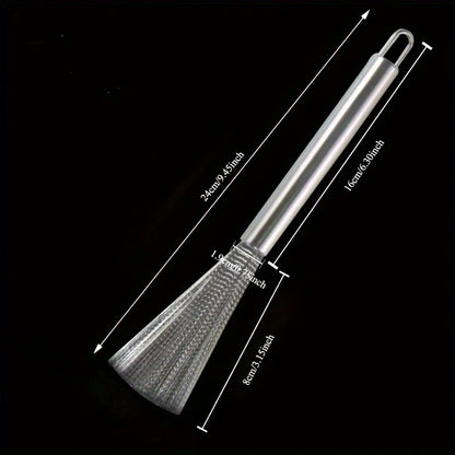 Commercial Stainless Steel Scrubber - Heavy Duty Long Handle Rust-Resistant for Pots, Pans & Grill Cleaning