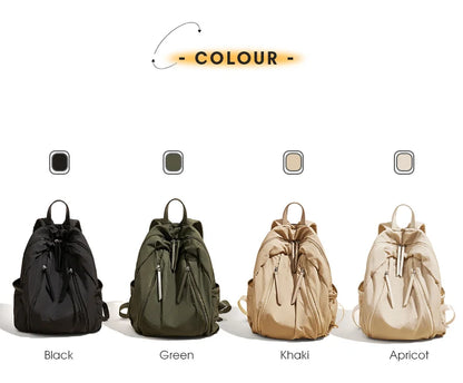 FOXER Simple Solid Color Backpack Women Backpack Waterproof Cotton Fabric Laptop School Bag Fashion Teenage Girl Travel Book Bag