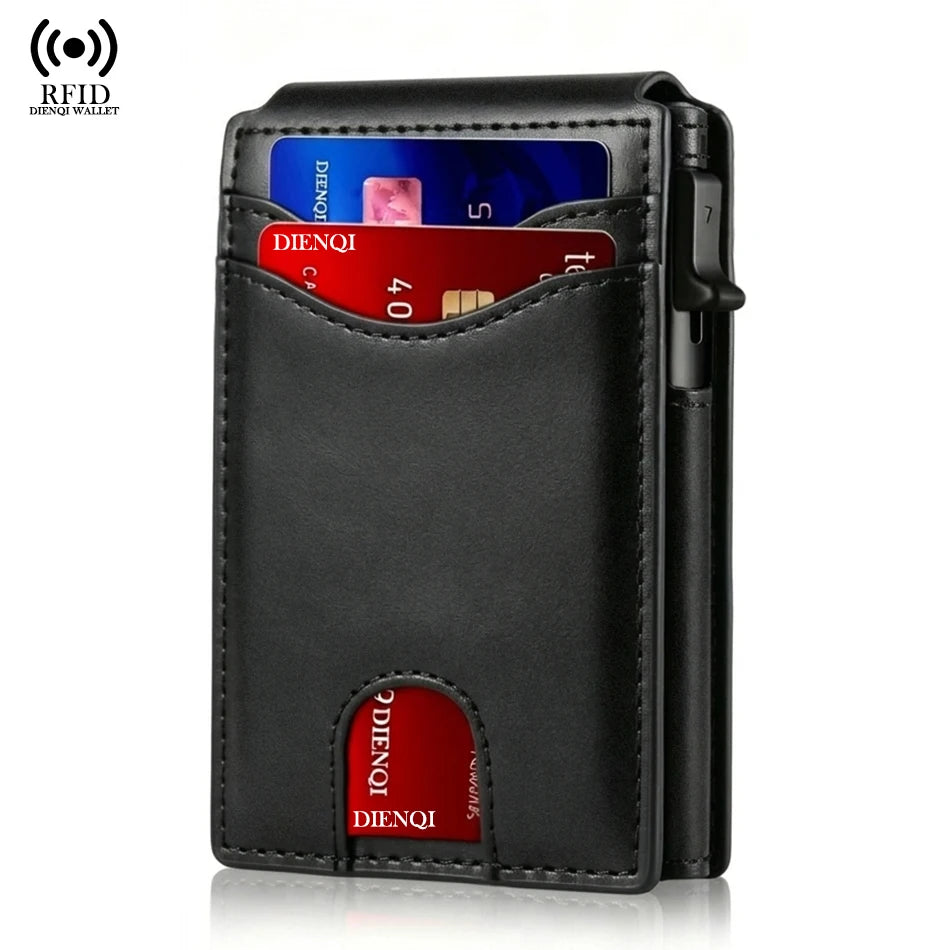 RFID Smart Men Wallets Anti-Theft Magnet Credit Card Holder Front Pocket Carbon Fiber Minimalist Wallet Bank Cardholder Case