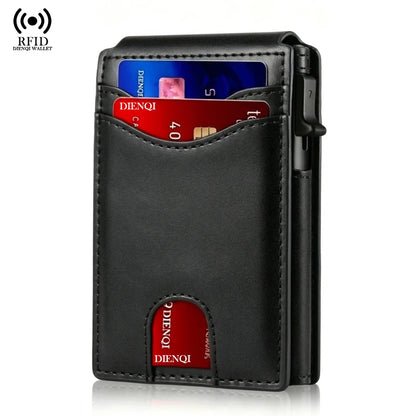 RFID Smart Men Wallets Anti-Theft Magnet Credit Card Holder Front Pocket Carbon Fiber Minimalist Wallet Bank Cardholder Case