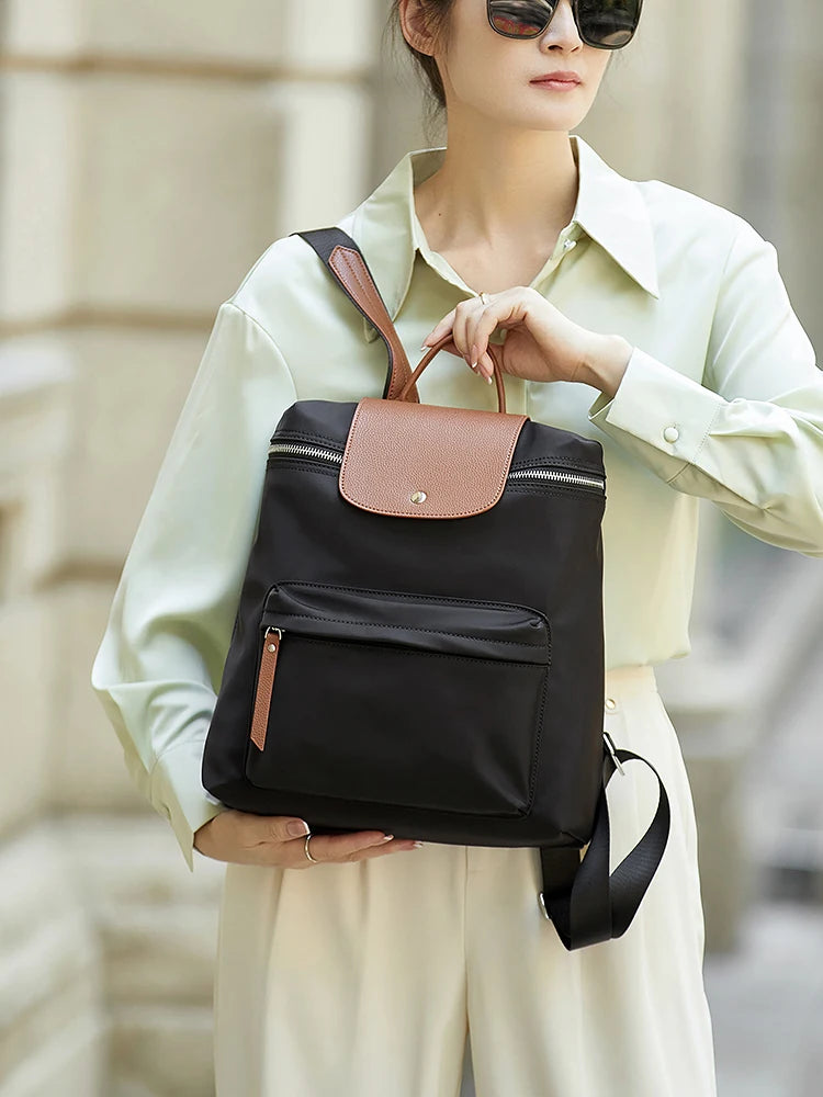 ZOOLER Oxford & Leather Patchwork Backpack
