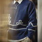 MADEN Blue Cable-Knit Crew-Neck Sweater