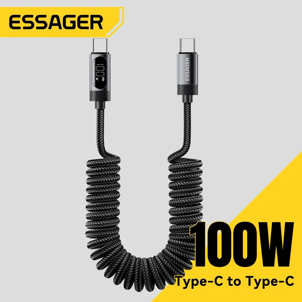 Essager 100W Car Spring Type C Cable - ShopHub