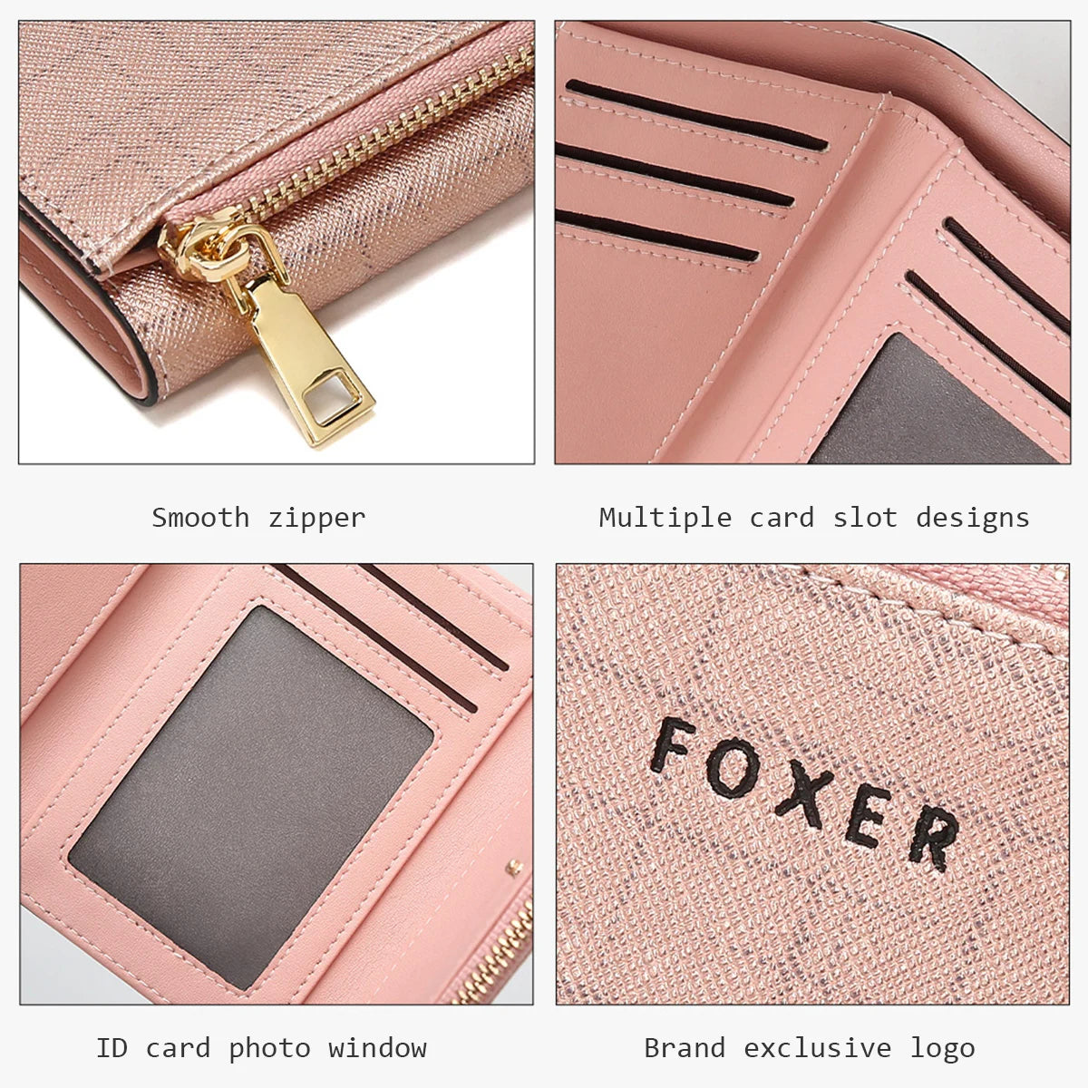 FOXER Women's Short Wallet – Premium Split Leather Design