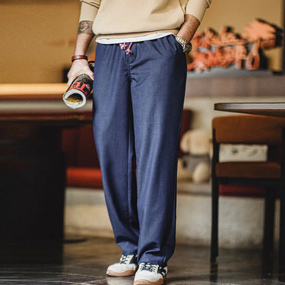 Maden Vintage Solid Colour Loose Casual Straight Pants