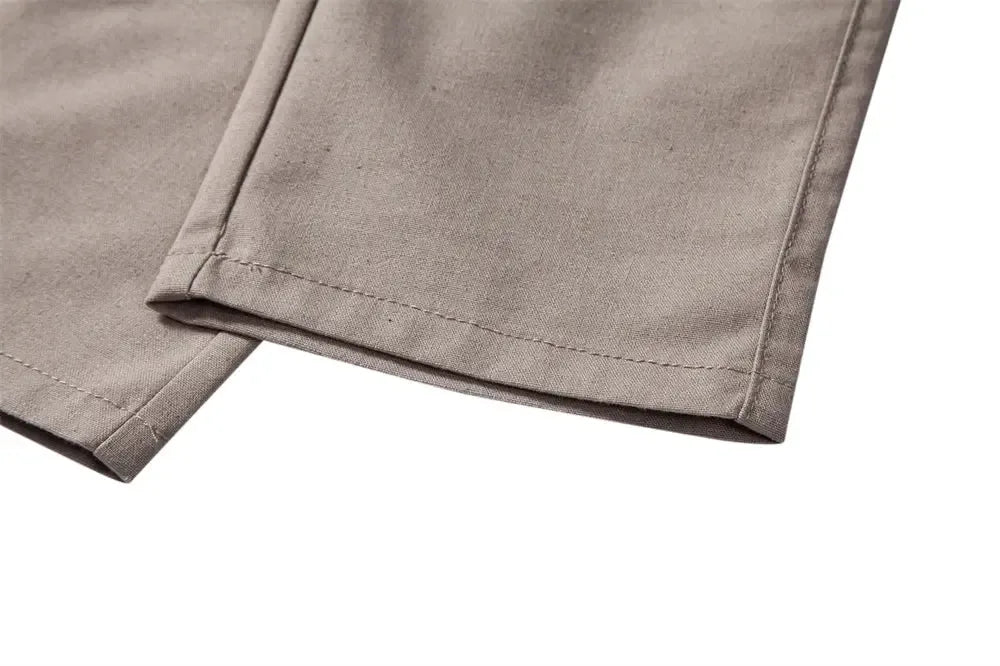 AIOPESON Men's Solid Colour Linen Long Pants - ShopHub