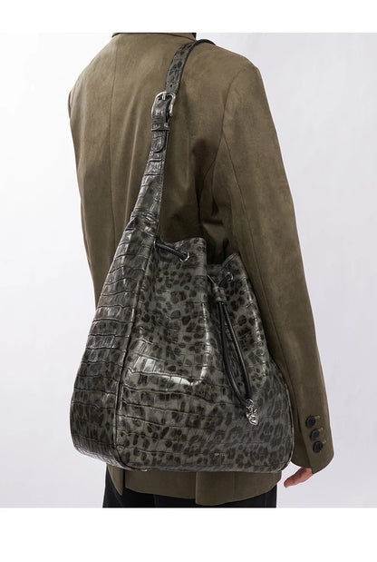 BAFELLI Leopard-Print Cow Leather Hobo Bag