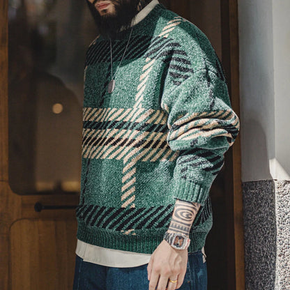 MADEN Retro Cable-Knit Chenille Sweater