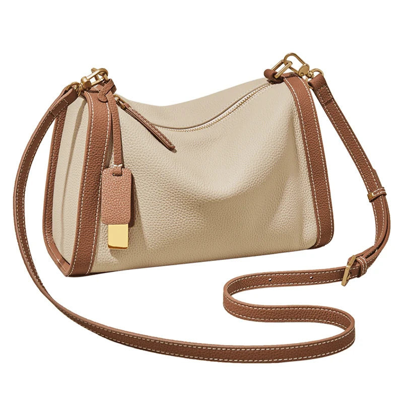 Women's Cowhide Leather Shoulder Bag Vintage Soft Messenger Handbag Fashion Crossbody Bags Female Underarm Bag DF900083S