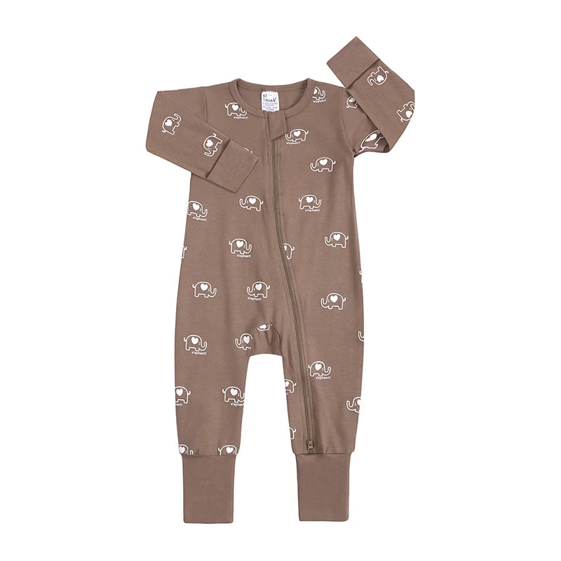 Kids Tales Storytime Cotton-Blend Double-Zip Baby Romper