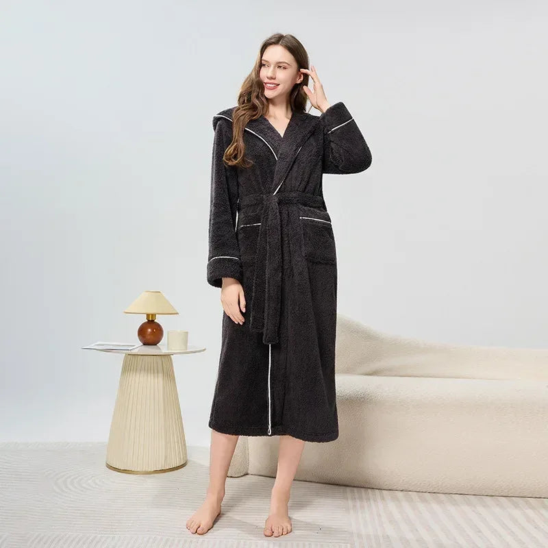 Thicken Flannel Couple Long Robes - ShopHub