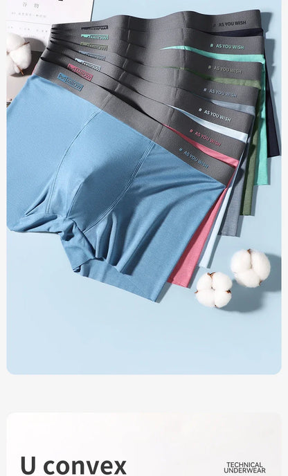 MiiOW Men Underwear Boxers - 3Pcs Cotton Antibacterial Crotch Silky Breathable Boxers