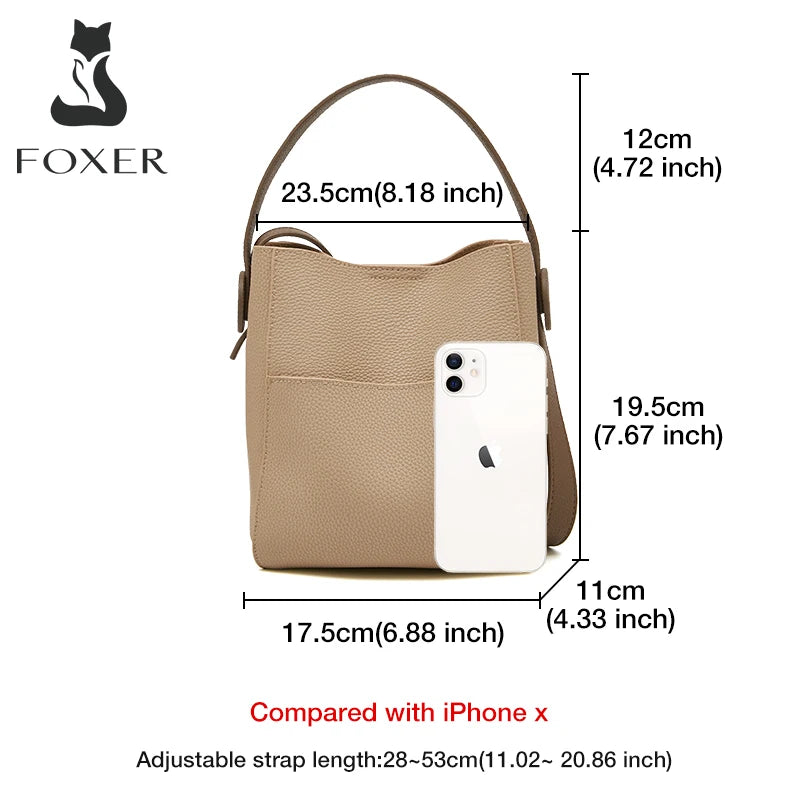 FOXER Split Leather Crossbody Shoulder Bag