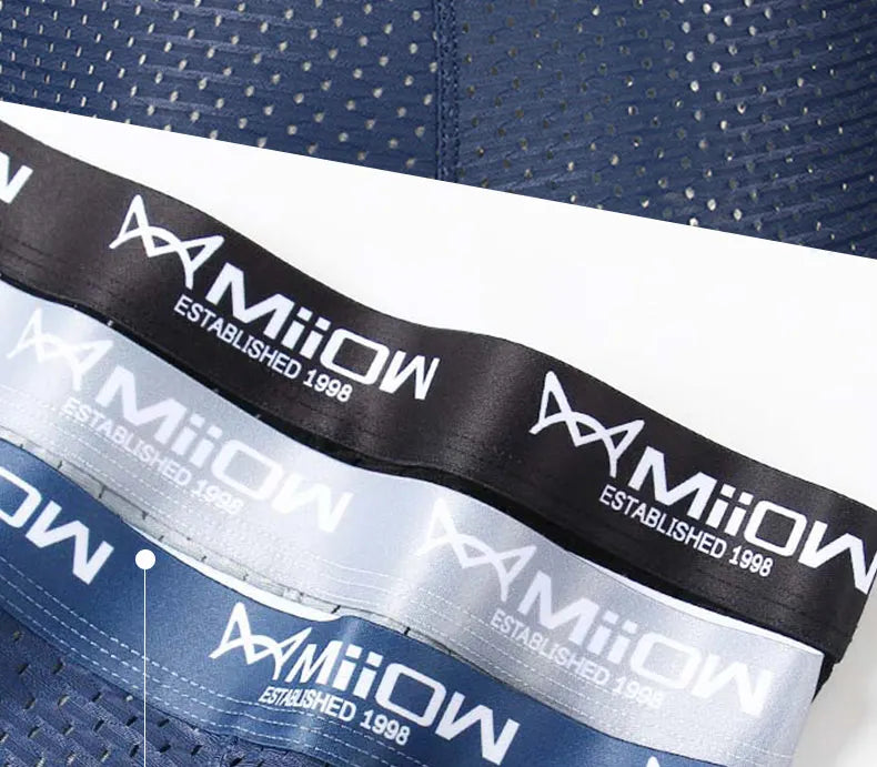 MiiOW Ice Silk Men Underwear - 3Pcs Sexy Mesh Breathable Boxer Shorts