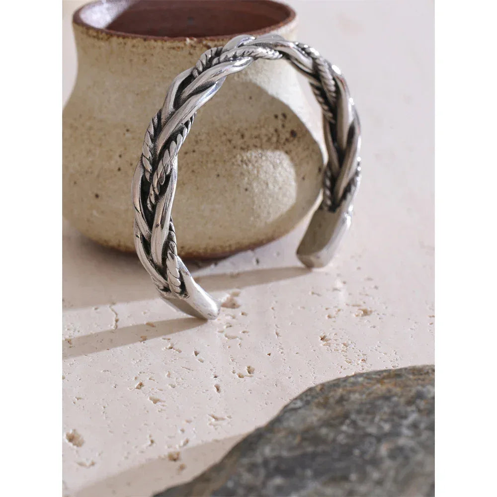 65mm Vintage Stainless Steel Cuff Bracelet - ShopHub