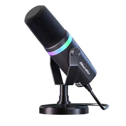Bluedio S3000 Microphone - USB/XLR Dynamic Mic for Gaming, Streaming, and PS5/4 with Headphone Jack, RGB, and Mute Function