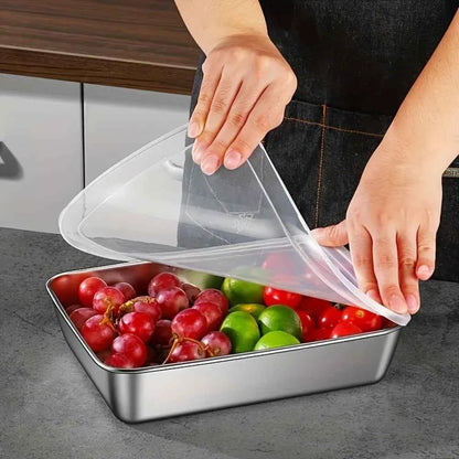 7-Piece Stainless Steel Food Storage Containers, Stackable Airtight Microwave-Safe for Meal Prep, Salad Fruit, Fridge Freezer