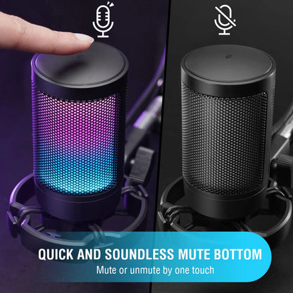 FIFINE USB gaming microphone with adjustable stand and cardioid condenser capsule for clear streaming audio.
