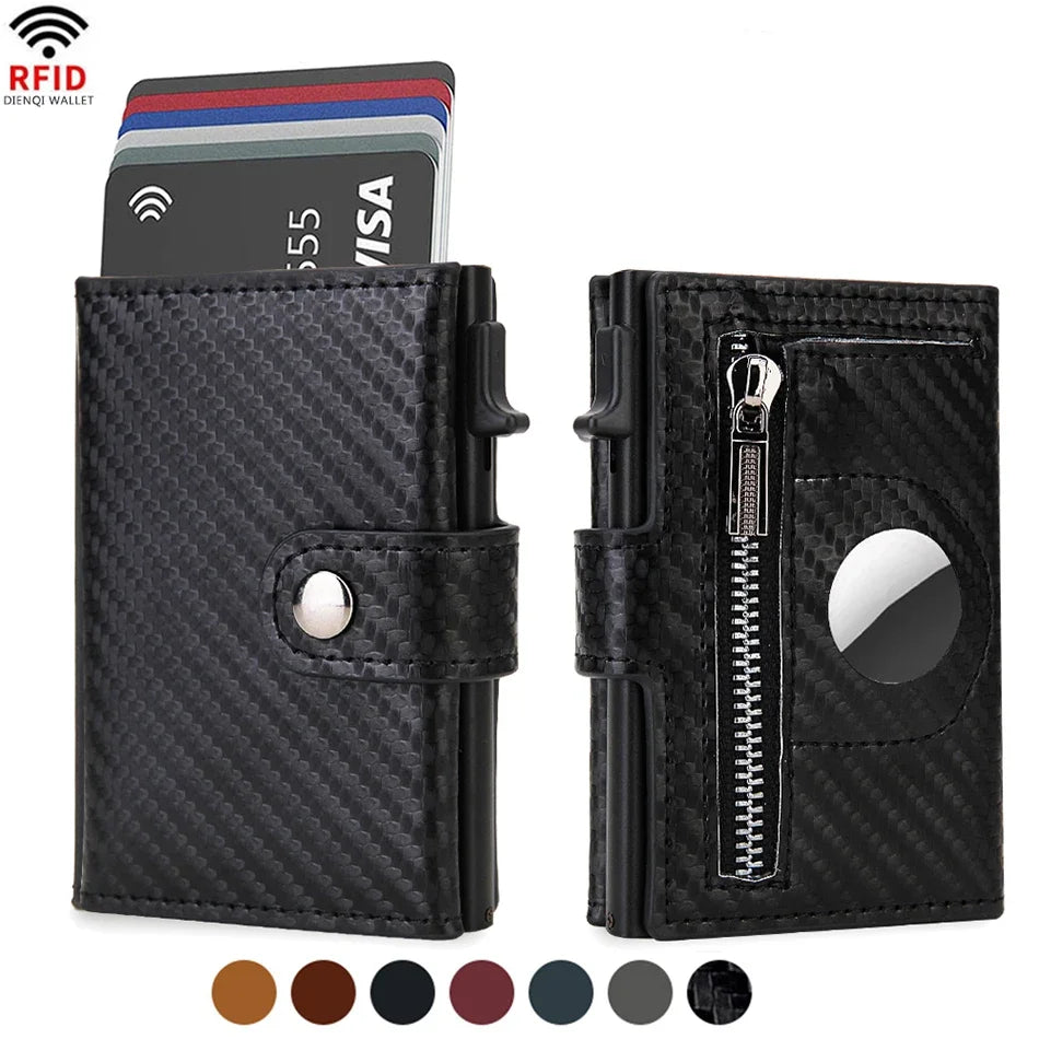 Carbon Fiber Rfid Blocking Mens Credit Card Holder Airtag Wallet