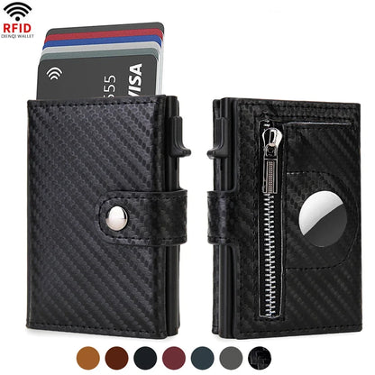 Carbon Fiber Rfid Blocking Mens Credit Card Holder Airtag Wallet