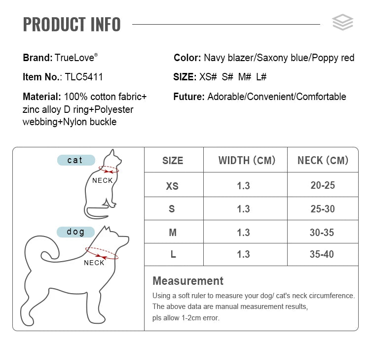 Truelove Cat Collar with Cute Floral Design