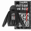 Think Outside the Box Acid-Washed Black Graphic Hoodie
