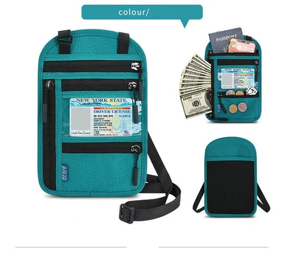 RFID Passport Holder Travel Anti-Theft Neck Pouch