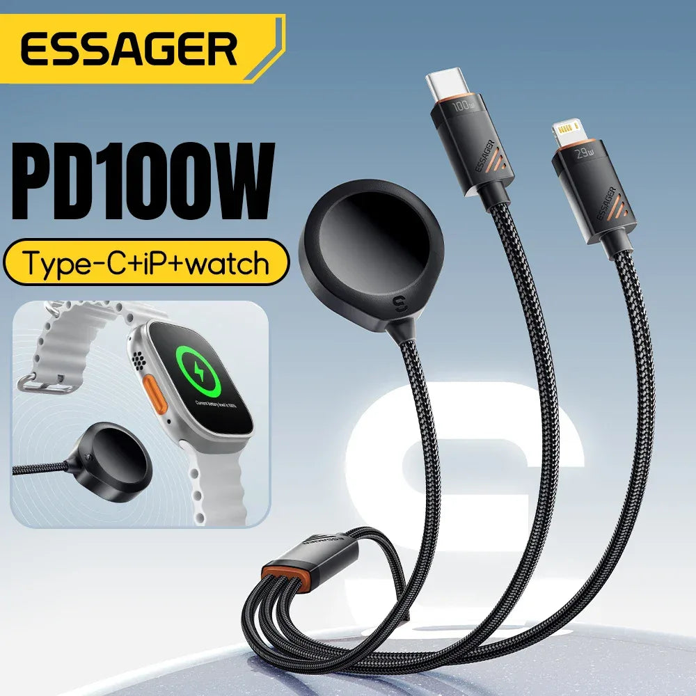 Essager 3 in 1 100W Multi USB C Charging Cable - ShopHub