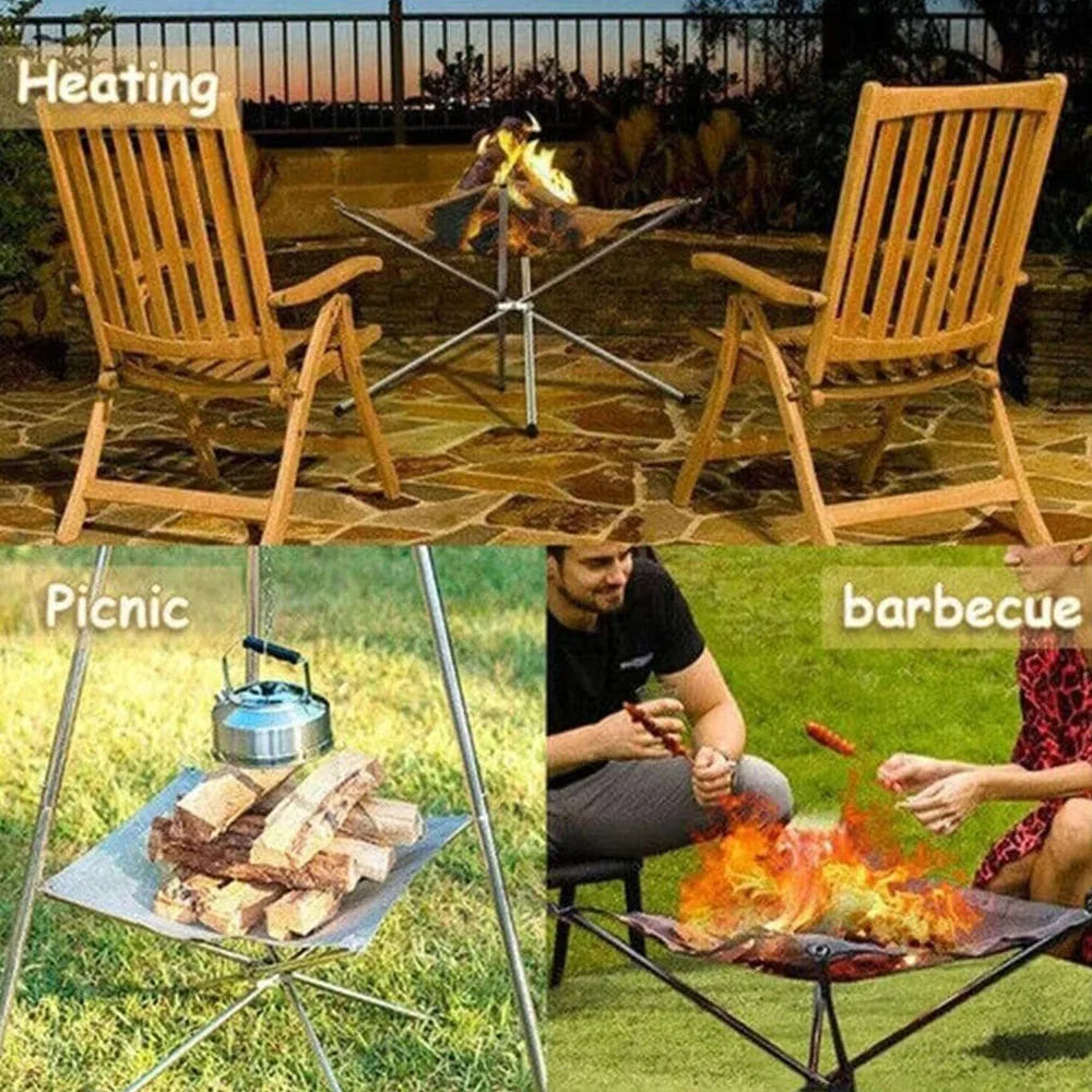 Stainless Steel Foldable Camping Fire Pit & BBQ Rack Habicare