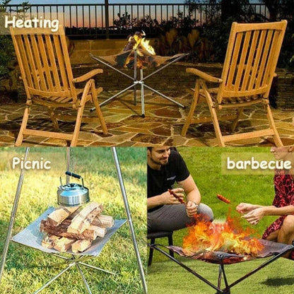 Stainless Steel Foldable Camping Fire Pit & BBQ Rack Habicare