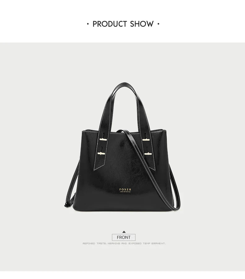 High Quality Women Split Leather Handbag Fashion Workplace Big Capacity Tote Bag Commuter Crossbody Shoulder Bags Mother's Gift