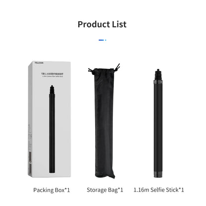 TELESIN 116cm Carbon Fiber Monopod Selfie Stick
