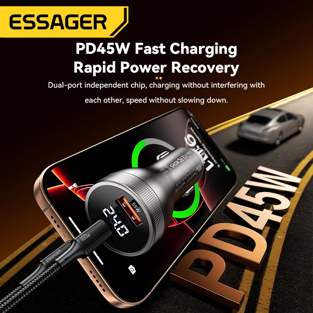 Essager 100W Quick Charge USB C Car Charger