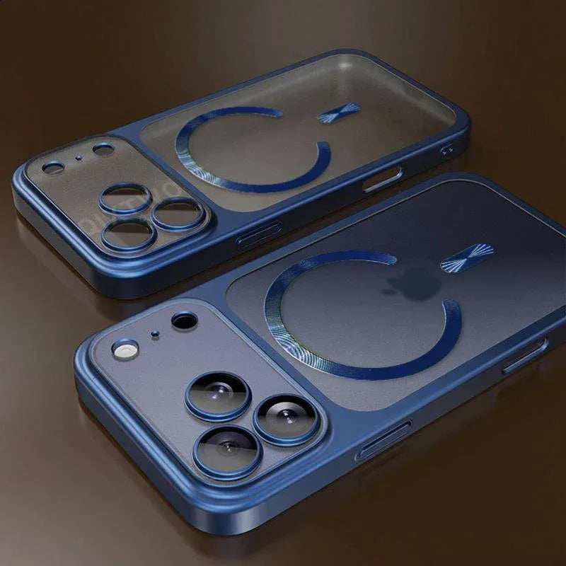 QIXTWO Luxury Plating Matte Transparent Magnetic Wireless Charge Case - ShopHub